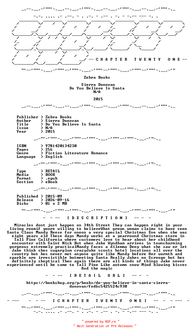 NFO for the release Sierra.Donovan.-.Do.You.Believe.In.Santa.2015.RETAIL.EPUB.eBook-CTO by CTO