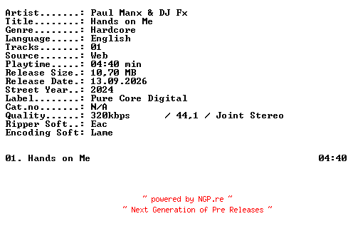 NFO for the release Paul_Manx_and_DJ_FX-Hands_on_Me-SINGLE-WEB-2024-XTC_iNT by XTC_iNT
