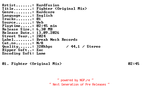 NFO for the release Hardfusion-Fighter_(Original_Mix)-SINGLE-WEB-2024-XTC_iNT by XTC_iNT