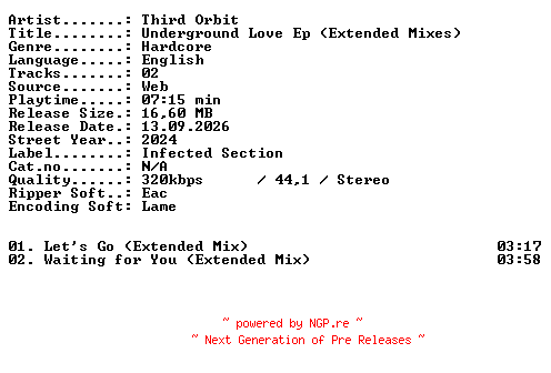 NFO for the release Third_Orbit-Underground_Love_EP_(Extended_Mixes)-WEB-2024-XTC_iNT by XTC_iNT