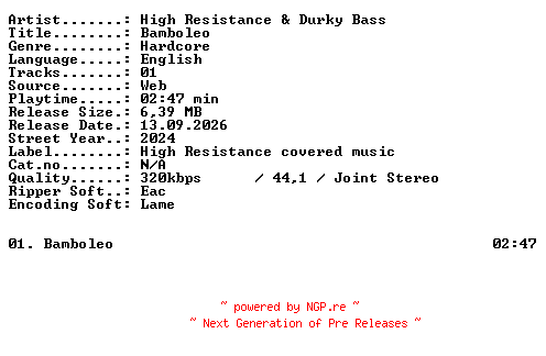 NFO for the release High_Resistance_and_Durky_Bass-Bamboleo-SINGLE-WEB-2024-XTC_iNT by XTC_iNT