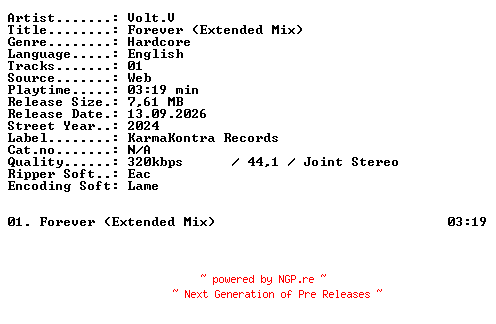 NFO for the release Voltv-Forever_(Extended_Mix)-SINGLE-WEB-2024-XTC_iNT by XTC_iNT