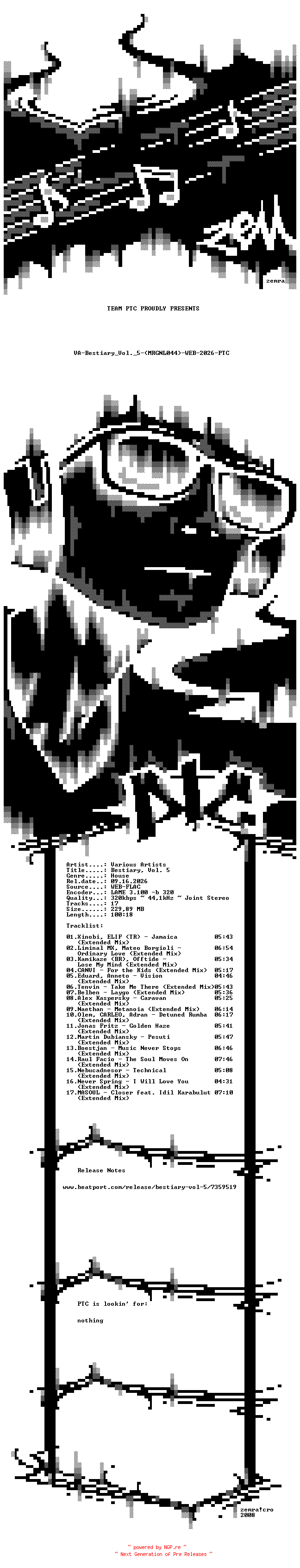 NFO for the release VA-Bestiary_Vol._5-(MRGNL044)-WEB-2026-PTC by PTC