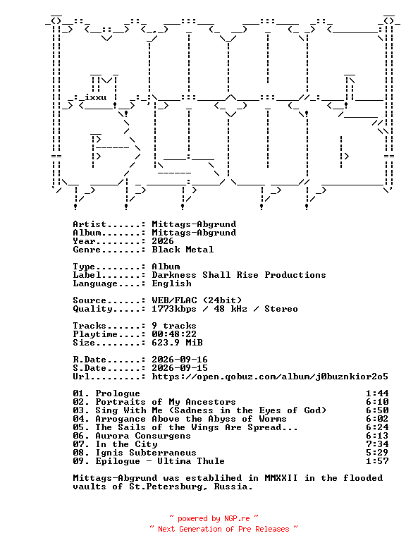 NFO for the release Mittags-Abgrund-Mittags-Abgrund-24BIT-WEB-FLAC-2026-MOONBLOOD by MOONBLOOD