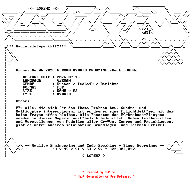 NFO for the release Drones.No.06.2026.GERMAN.HYBRID.MAGAZINE.eBook-LORENZ by LORENZ