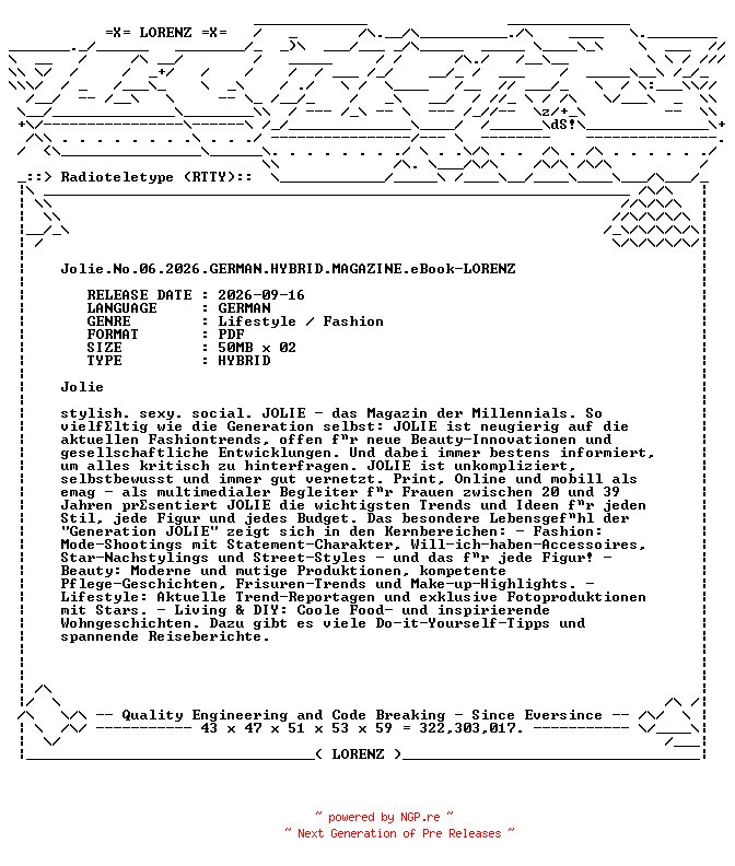 NFO for the release Jolie.No.06.2026.GERMAN.HYBRID.MAGAZINE.eBook-LORENZ by LORENZ