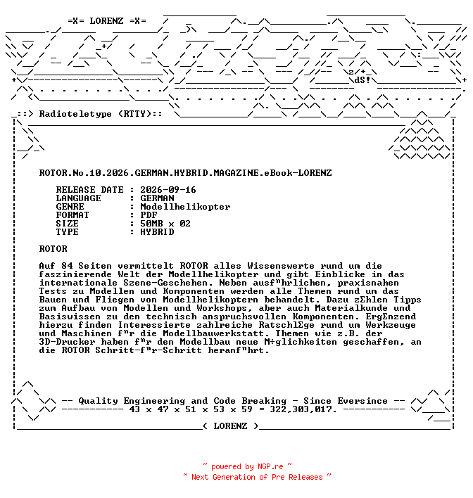 NFO for the release ROTOR.No.10.2026.GERMAN.HYBRID.MAGAZINE.eBook-LORENZ by LORENZ