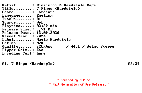 NFO for the release Riesieboi_and_Hardstyle_Mage-7_Rings_(Hardstyle)-SINGLE-WEB-2024-XTC_iNT by XTC_iNT
