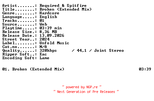 NFO for the release Required_and_Spitfire-Broken_(Extended_Mix)-SINGLE-WEB-2024-XTC_iNT by XTC_iNT