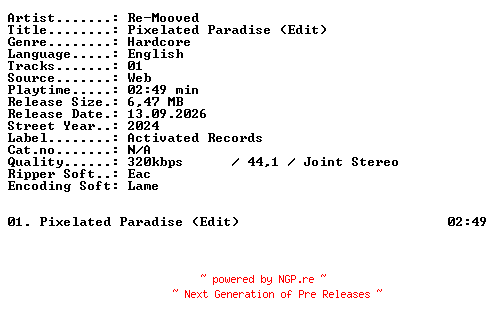 NFO for the release Re-Mooved-Pixelated_Paradise_(Edit)-SINGLE-WEB-2024-XTC_iNT by XTC_iNT