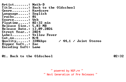 NFO for the release Nath-D-Back_to_the_Oldschool-SINGLE-WEB-2024-XTC_iNT by XTC_iNT