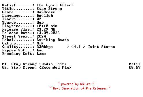NFO for the release The_Lynch_Effect-Stay_Strong-WEB-2024-XTC_iNT by XTC_iNT