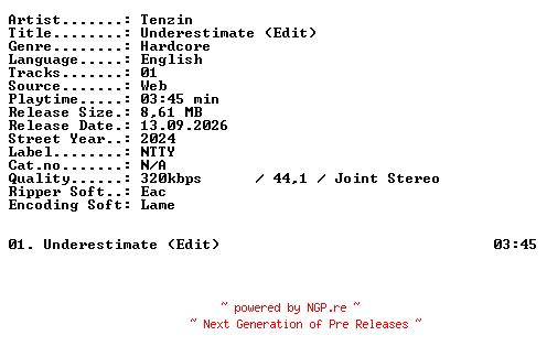 NFO for the release Tenzin-Underestimate_(Edit)-SINGLE-WEB-2024-XTC_iNT by XTC_iNT