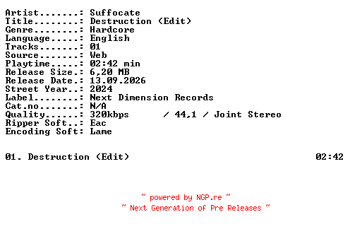 NFO for the release Suffocate-Destruction_(Edit)-WEB-2024-XTC_iNT by XTC_iNT
