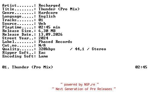 NFO for the release Recharged-Thunder_(Pro_Mix)-SINGLE-WEB-2024-XTC_iNT by XTC_iNT