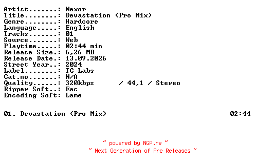 NFO for the release Nexor-Devastation_(Pro_Mix)-SINGLE-WEB-2024-XTC_iNT by XTC_iNT