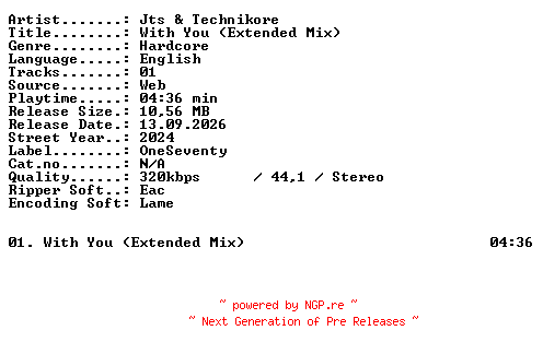 NFO for the release Jts_and_Technikore-With_You_(Extended_Mix)-SINGLE-WEB-2024-XTC_iNT by XTC_iNT