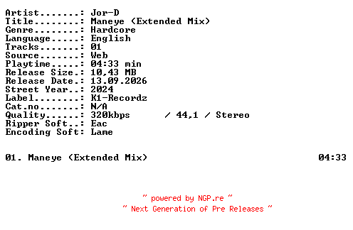 NFO for the release Jor-D-Maneye_(Extended_Mix)-SINGLE-WEB-2024-XTC_iNT by XTC_iNT