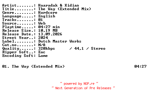 NFO for the release Haaradak_and_Xidian-The_Way_(Extended_Mix)-SINGLE-WEB-2024-XTC_iNT by XTC_iNT