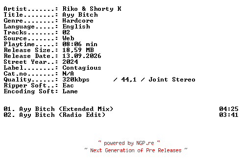 NFO for the release Riko_and_Shorty_K-Ayy_Bitch-WEB-2024-XTC_iNT by XTC_iNT
