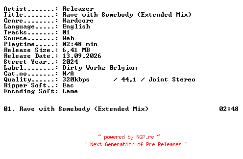 NFO for the release Releazer-Rave_with_Somebody_(Extended_Mix)-SINGLE-WEB-2024-XTC_iNT by XTC_iNT