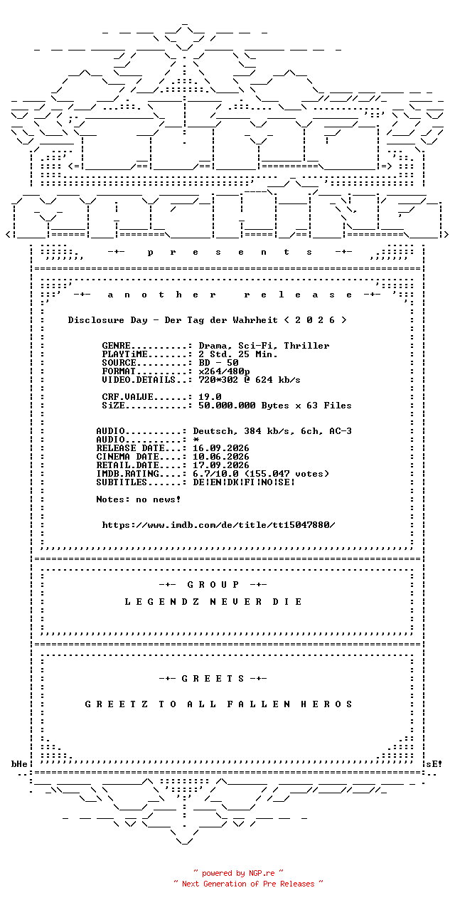NFO for the release Disclosure.Day.Der.Tag.der.Wahrheit.German.2026.AC3.BDRip.x264-TM by TM
