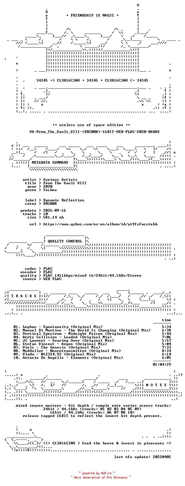 NFO for the release VA-From_The_Vault_VIII-(DRC008)-16BIT-WEB-FLAC-2020-BABAS by BABAS