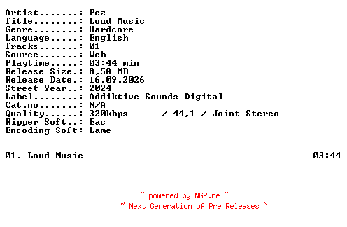 NFO for the release Pez-Loud_Music-SINGLE-WEB-2024-XTC_iNT by XTC_iNT