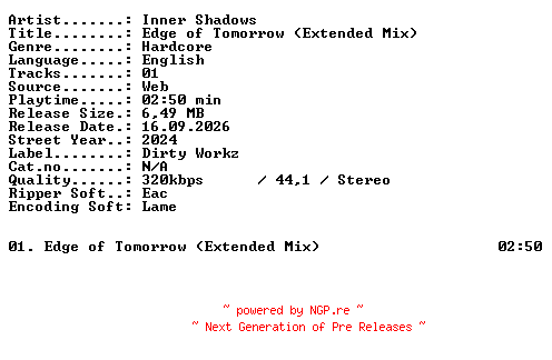 NFO for the release Inner_Shadows-Edge_of_Tomorrow_(Extended_Mix)-SINGLE-WEB-2024-XTC_iNT by XTC_iNT