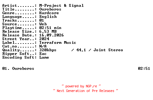 NFO for the release M-Project_and_Signal-Ouroboros-SINGLE-WEB-2024-XTC_iNT by XTC_iNT