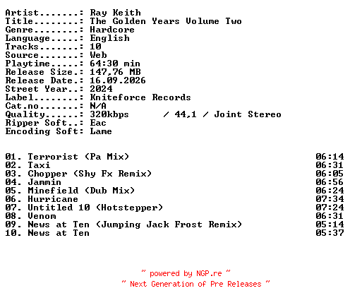NFO for the release Ray_Keith-The_Golden_Years_Volume_Two-WEB-2024-XTC_iNT by XTC_iNT