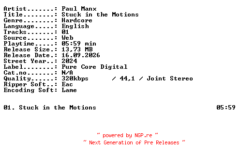 NFO for the release Paul_Manx-Stuck_in_the_Motions-SINGLE-WEB-2024-XTC_iNT by XTC_iNT