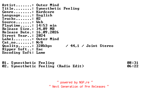 NFO for the release Outer_Mind-Synesthetic_Feeling-WEB-2024-XTC_iNT by XTC_iNT