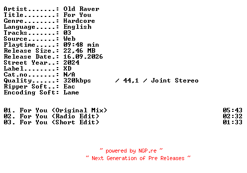 NFO for the release Old_Raver-For_You-WEB-2024-XTC_iNT by XTC_iNT