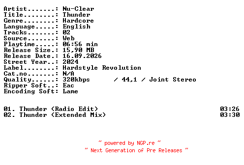 NFO for the release Nu-Clear-Thunder-WEB-2024-XTC_iNT by XTC_iNT