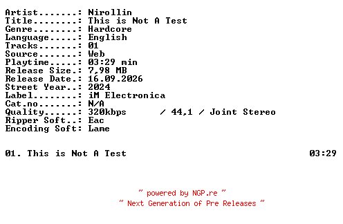 NFO for the release Nirollin-This_is_Not_A_Test-SINGLE-WEB-2024-XTC_iNT by XTC_iNT