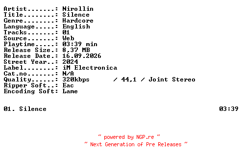 NFO for the release Nirollin-Silence-SINGLE-WEB-2024-XTC_iNT by XTC_iNT