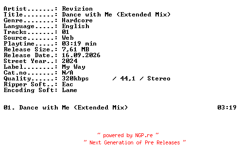 NFO for the release Revizion-Dance_with_Me_(Extended_Mix)-SINGLE-WEB-2024-XTC_iNT by XTC_iNT