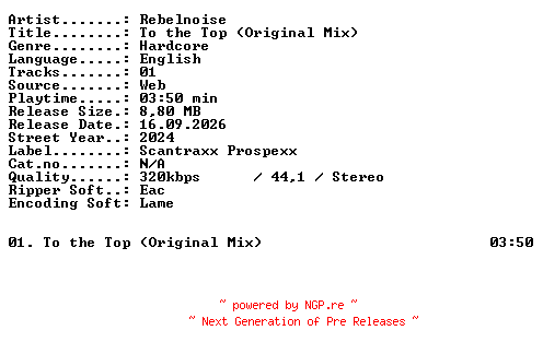 NFO for the release Rebelnoise-To_the_Top_(Original_Mix)-SINGLE-WEB-2024-XTC_iNT by XTC_iNT