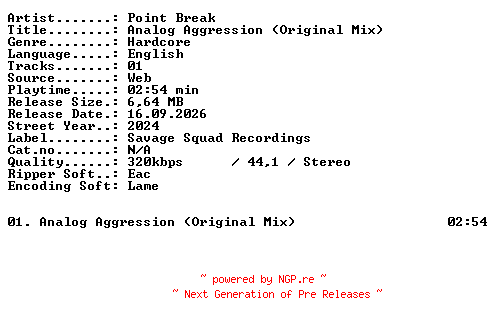NFO for the release Point_Break-Analog_Aggression_(Original_Mix)-SINGLE-WEB-2024-XTC_iNT by XTC_iNT
