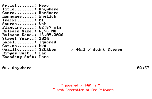NFO for the release Nexo-Anywhere-SINGLE-WEB-2024-XTC_iNT by XTC_iNT