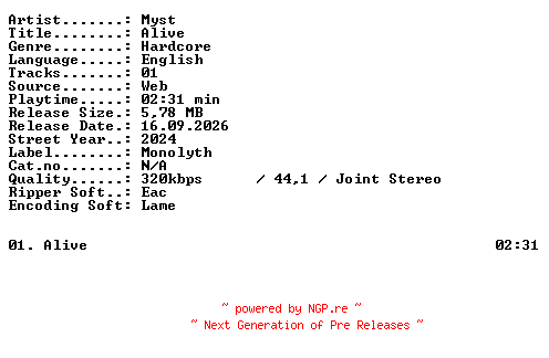 NFO for the release Myst-Alive-SINGLE-WEB-2024-XTC_iNT by XTC_iNT