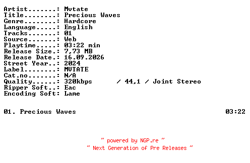 NFO for the release Mvtate-Precious_Waves-SINGLE-WEB-2024-XTC_iNT by XTC_iNT
