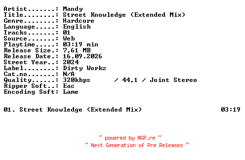 NFO for the release Mandy-Street_Knowledge_(Extended_Mix)-SINGLE-WEB-2024-XTC_iNT by XTC_iNT