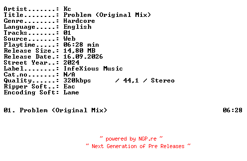 NFO for the release Kc-Problem_(Original_Mix)-SINGLE-WEB-2024-XTC_iNT by XTC_iNT