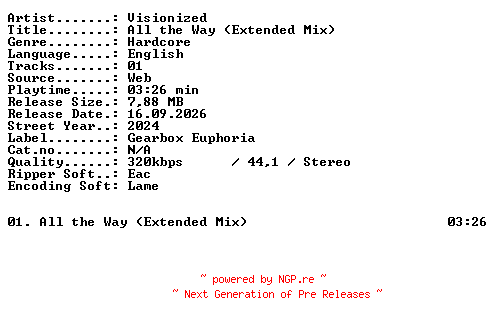 NFO for the release Visionized-All_the_Way_(Extended_Mix)-SINGLE-WEB-2024-XTC_iNT by XTC_iNT