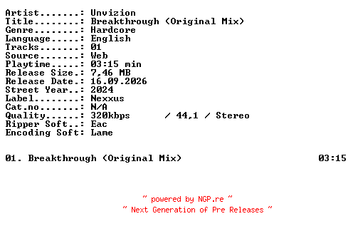 NFO for the release UNVIZION-Breakthrough_(Original_Mix)-SINGLE-WEB-2024-XTC_iNT by XTC_iNT