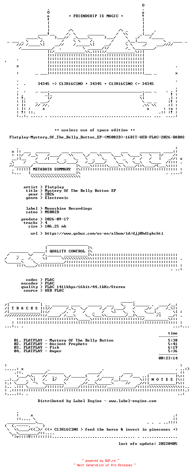 NFO for the release Flatplay-Mystery_Of_The_Belly_Button_EP-(MS082D)-16BIT-WEB-FLAC-2026-BABAS by BABAS