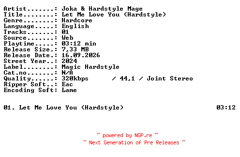 NFO for the release Joka_and_Hardstyle_Mage-Let_Me_Love_You_(Hardstyle)-SINGLE-WEB-2024-XTC_iNT by XTC_iNT
