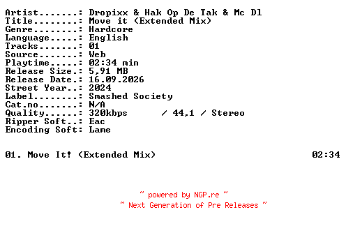 NFO for the release Dropixx_and_Hak_Op_De_Tak_and_MC_DL-Move_it_(Extended_Mix)-SINGLE-WEB-2024-XTC_iNT by XTC_iNT